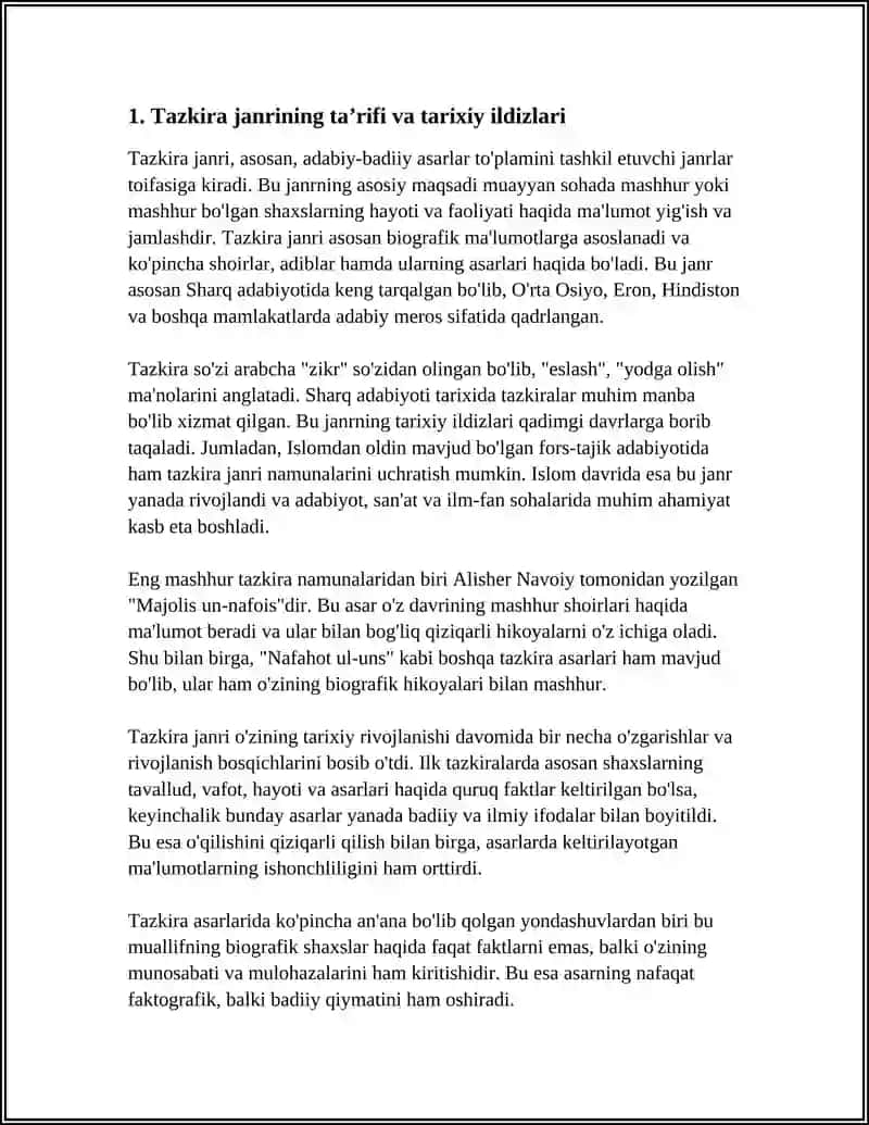 TAZKIRA JANRI VA UNING ZAMONAVIY KOʻRINISHLARI XUSUSIDA TAQDIMOT TAYYORLASH 3