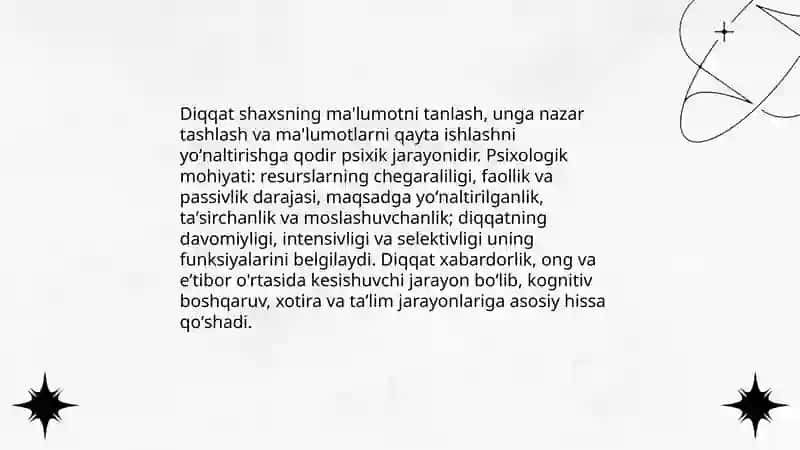 Diqqat turlari va uning xususiyatlari 3
