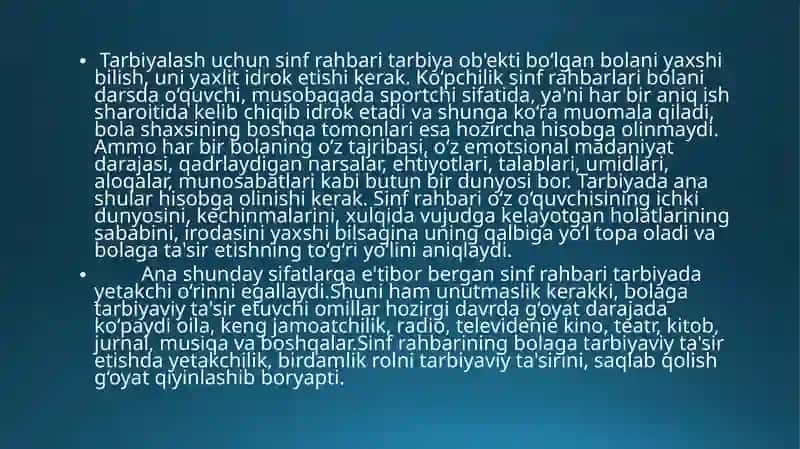 Sinf rahbarining o`z o`quvchilarini rag`batlandirish va jazolash usullari 3