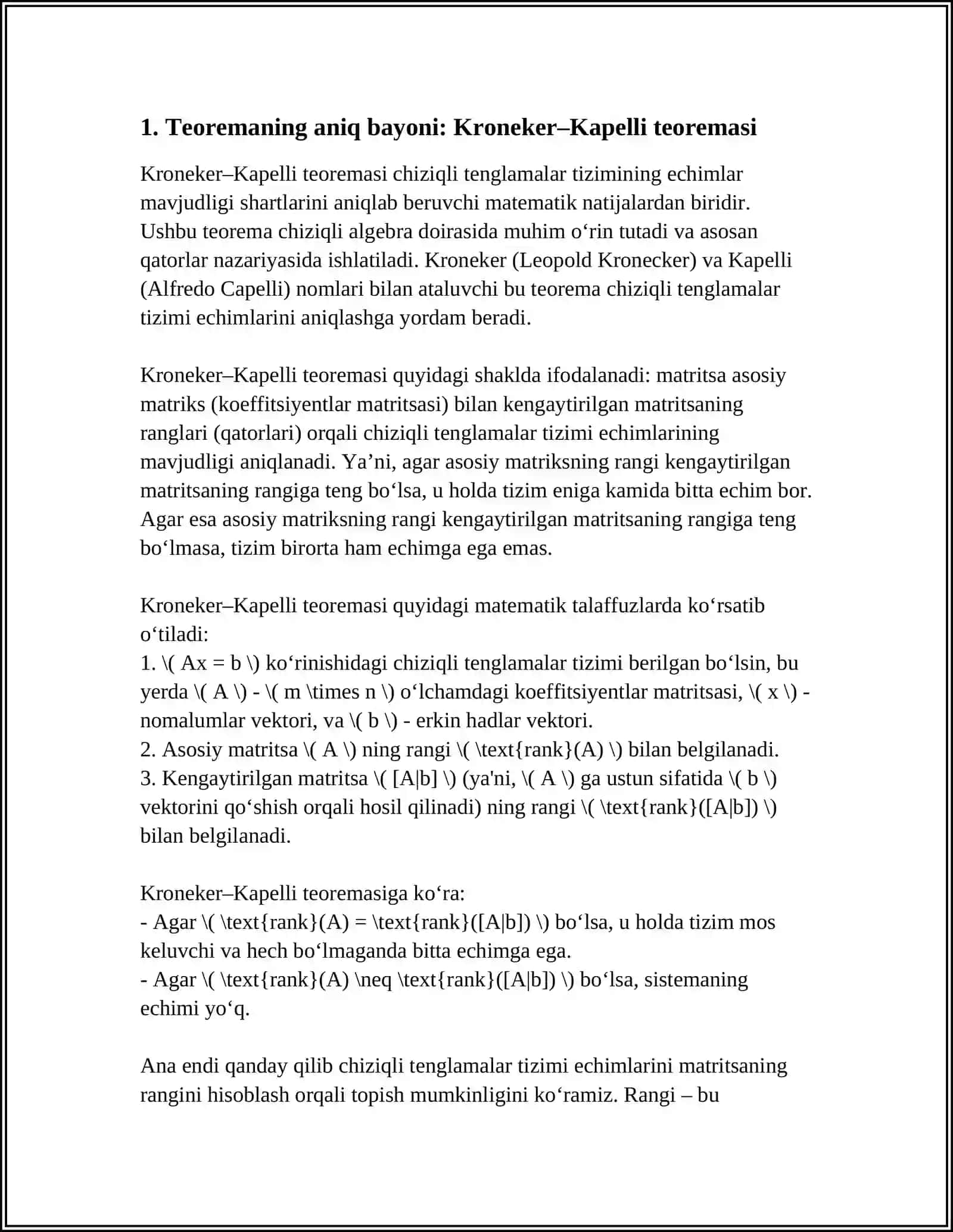 KRONEKER - KAPELLI TEOREMASI VA UNING ISBOTI 3