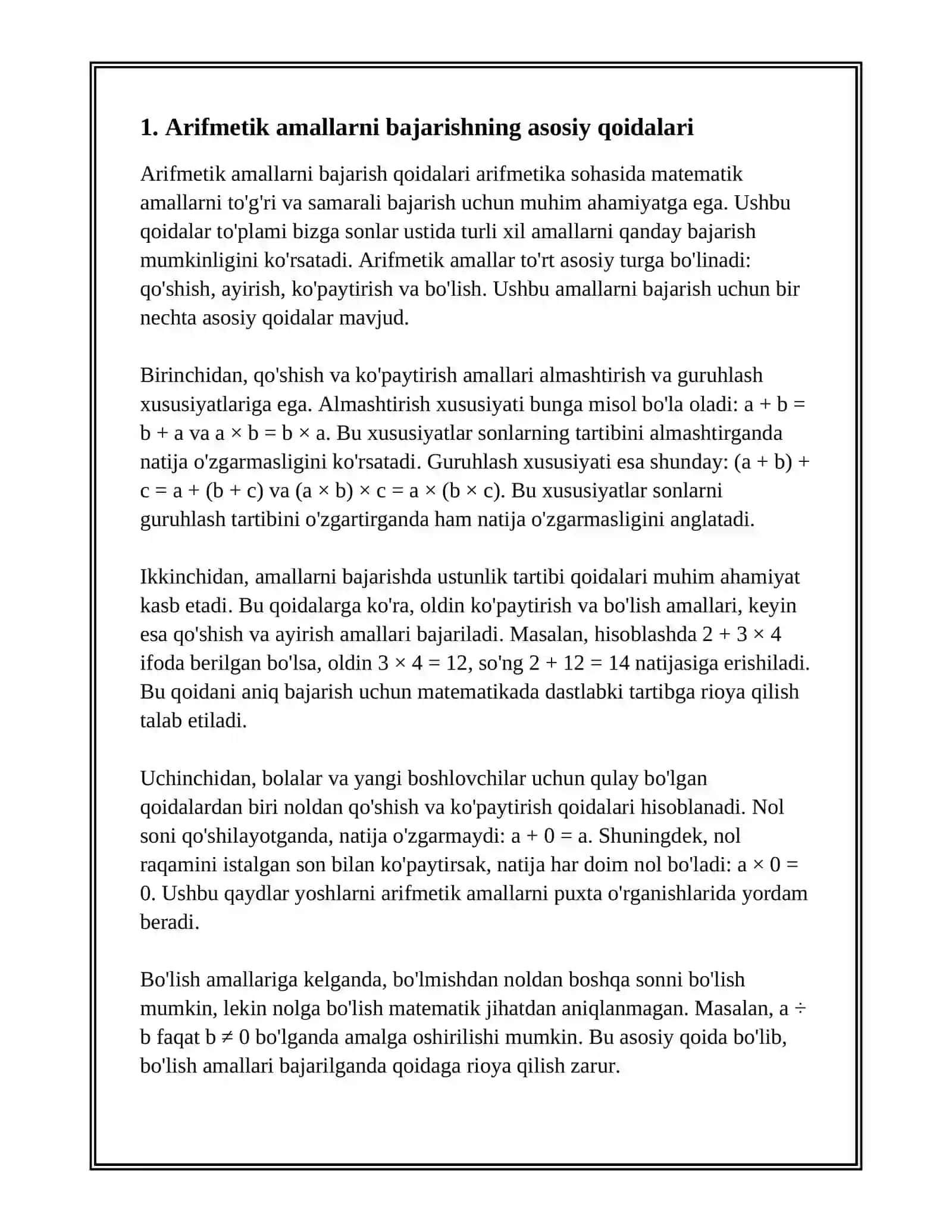 ÒN ICHIDA ARIFMETIK AMALLARNI BAJARISH METODLARIDAN FOYDALANISH 3