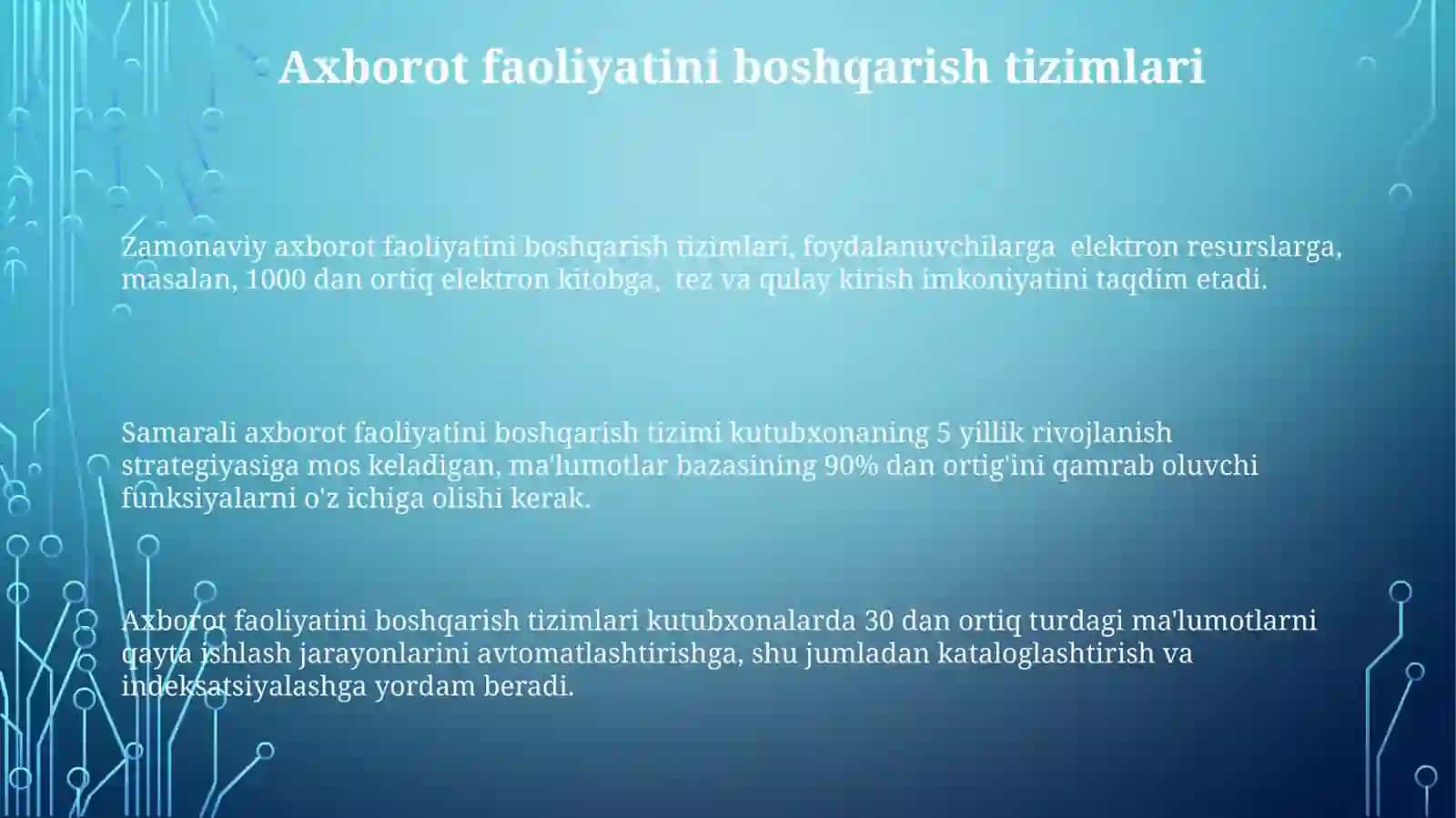 Kutubxona - axborot faoliyatini boshqarish shakllari 3