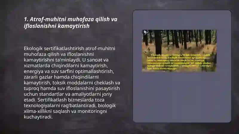 Ekologik sertifikatlashtirishning maqsadi nimalardan iborat? 3
