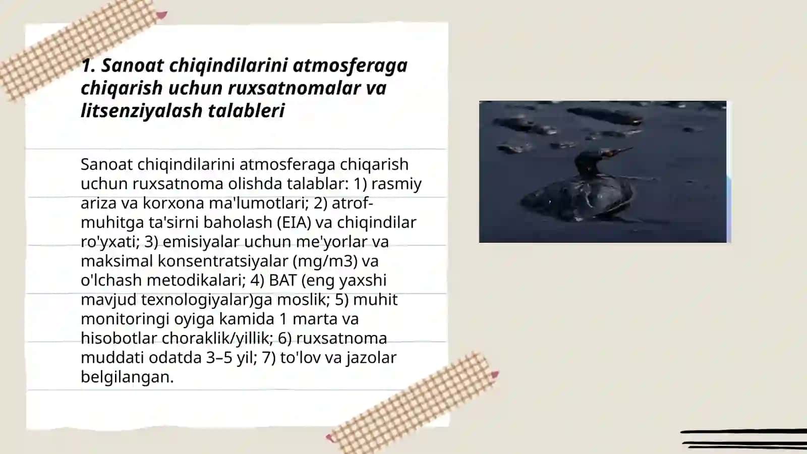 Sanoat chiqindilarini tozalash, atmosferaga tashlash talablari 3