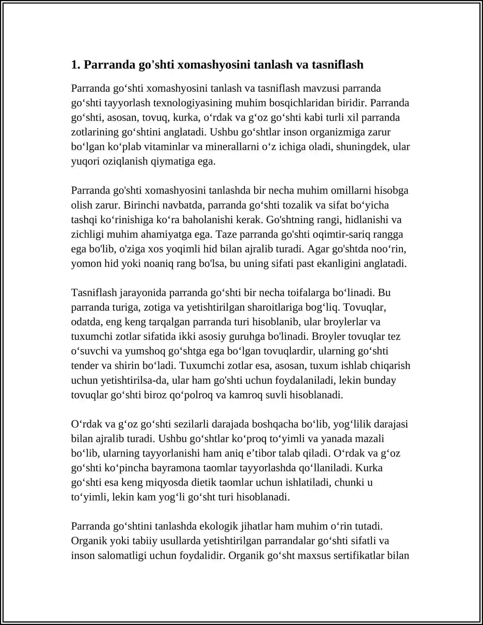 PARRANDA GO'SHTI TAOMLAR TAYYORLASH TEXNOLOGIYASI 3