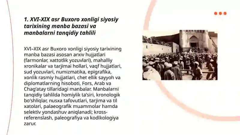 XVI-XIX asr Buxoro xonligi siyosiy tarixining tarixshunosligi 3