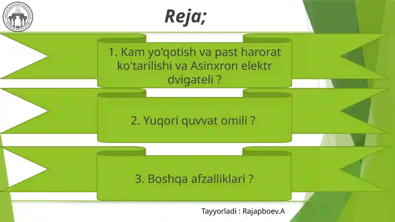 Past quvvatli sinxron dvigatelining energiya tejamkorligini tadqiq qilish 3