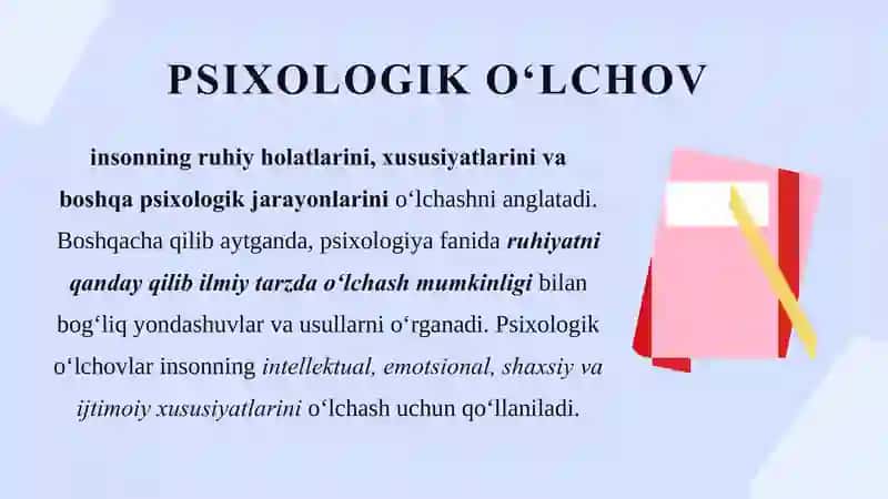 Psixologik o'lchovlar mavzusida taqdimot 3