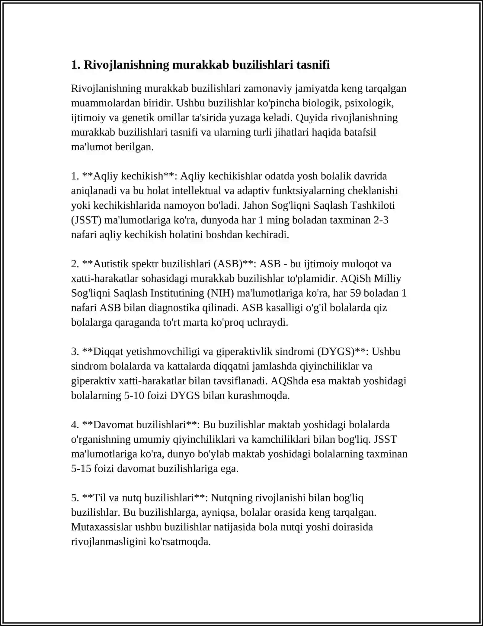 RIVOJLANISHNING MURAKKAB BUZILISHLARI BÒLGAN BOLALARNI KLINIK PSIXOLOGIK VA PEDAGOGIK ÒRGANISH 3