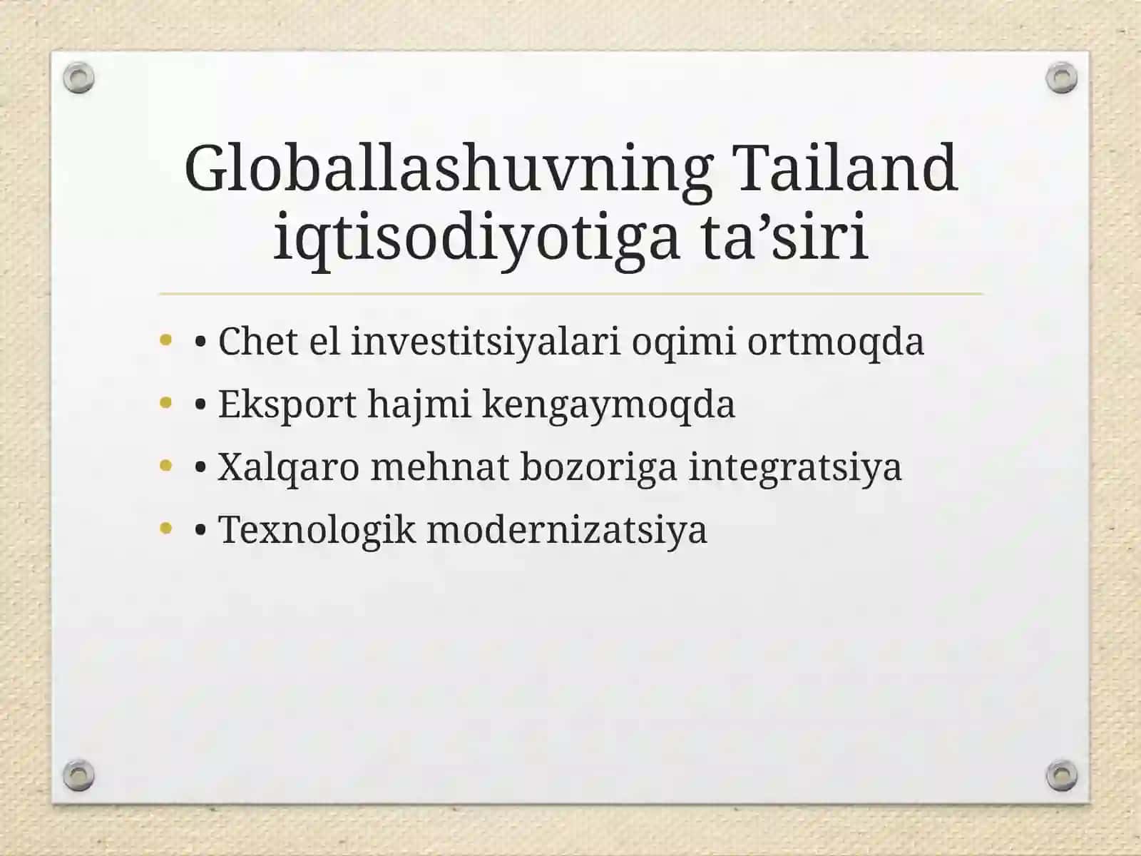 Globallashuv jarayonida Tailandning iqtisodiy rivojlanish istiqbollari va xalqaro moliyaviy faoliyati 3