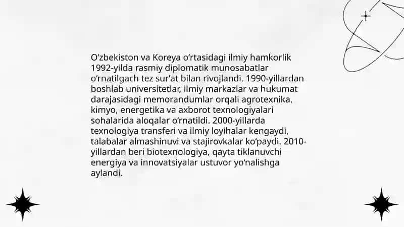 Oʻzbekiston-Koreya:ilmiy va madaniy aloqalar 3