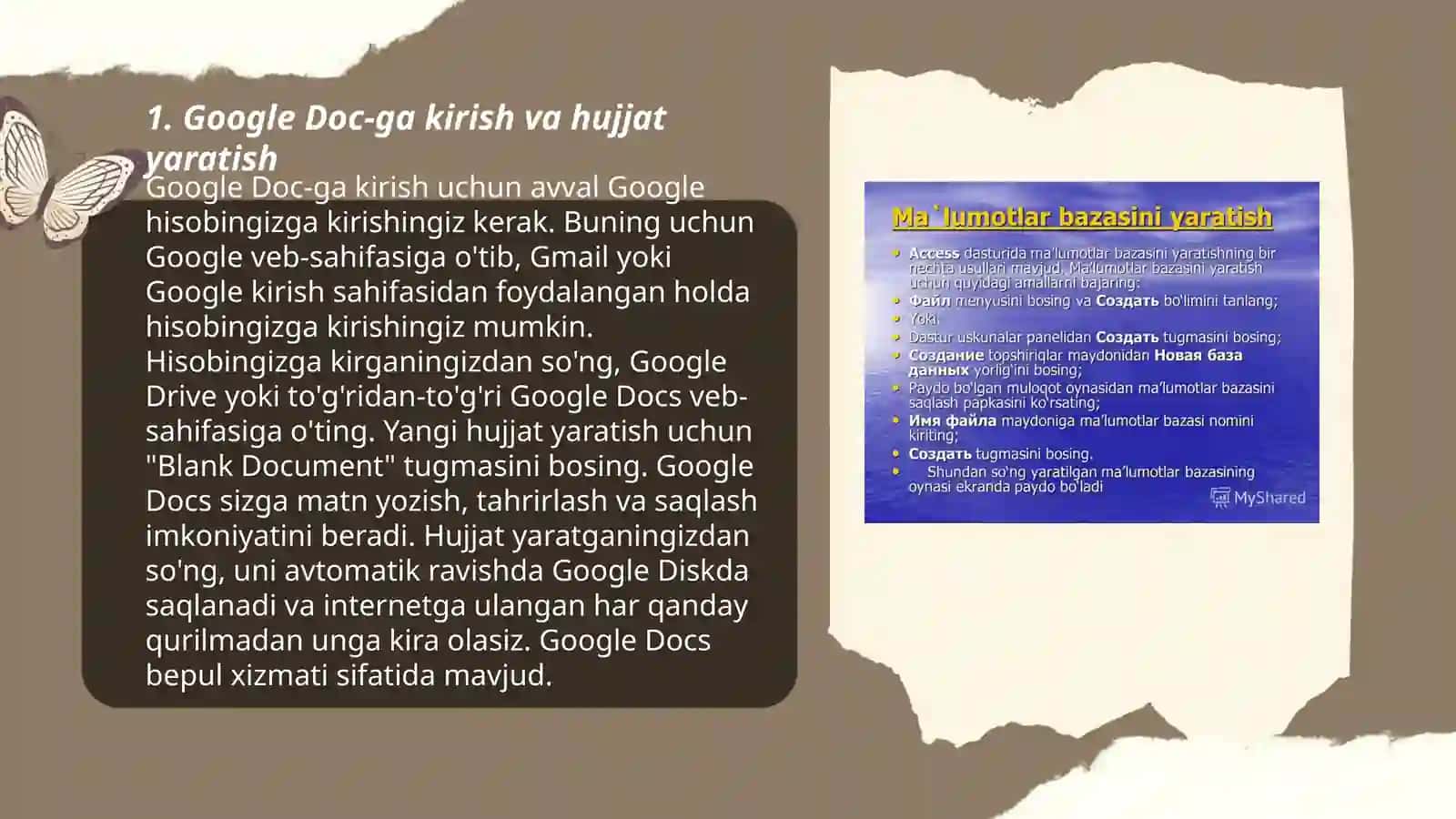Google doce imkoniyatlari bilan tanishish. Google doce bilan ishlash 3