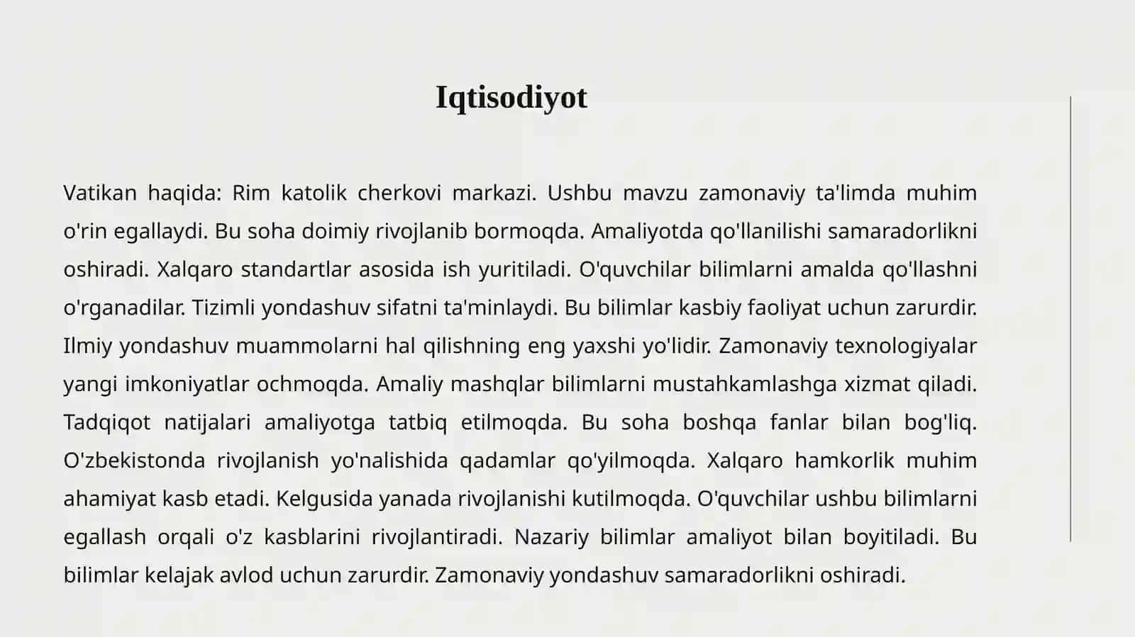 VATIKAN IQTISODIYOTI 3