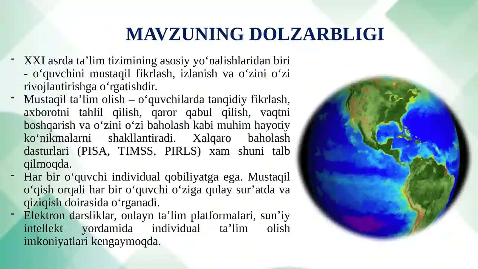 Maktabda o‘quvchilar uchun mustaqil ta’lim olish muhitini yaratish 3