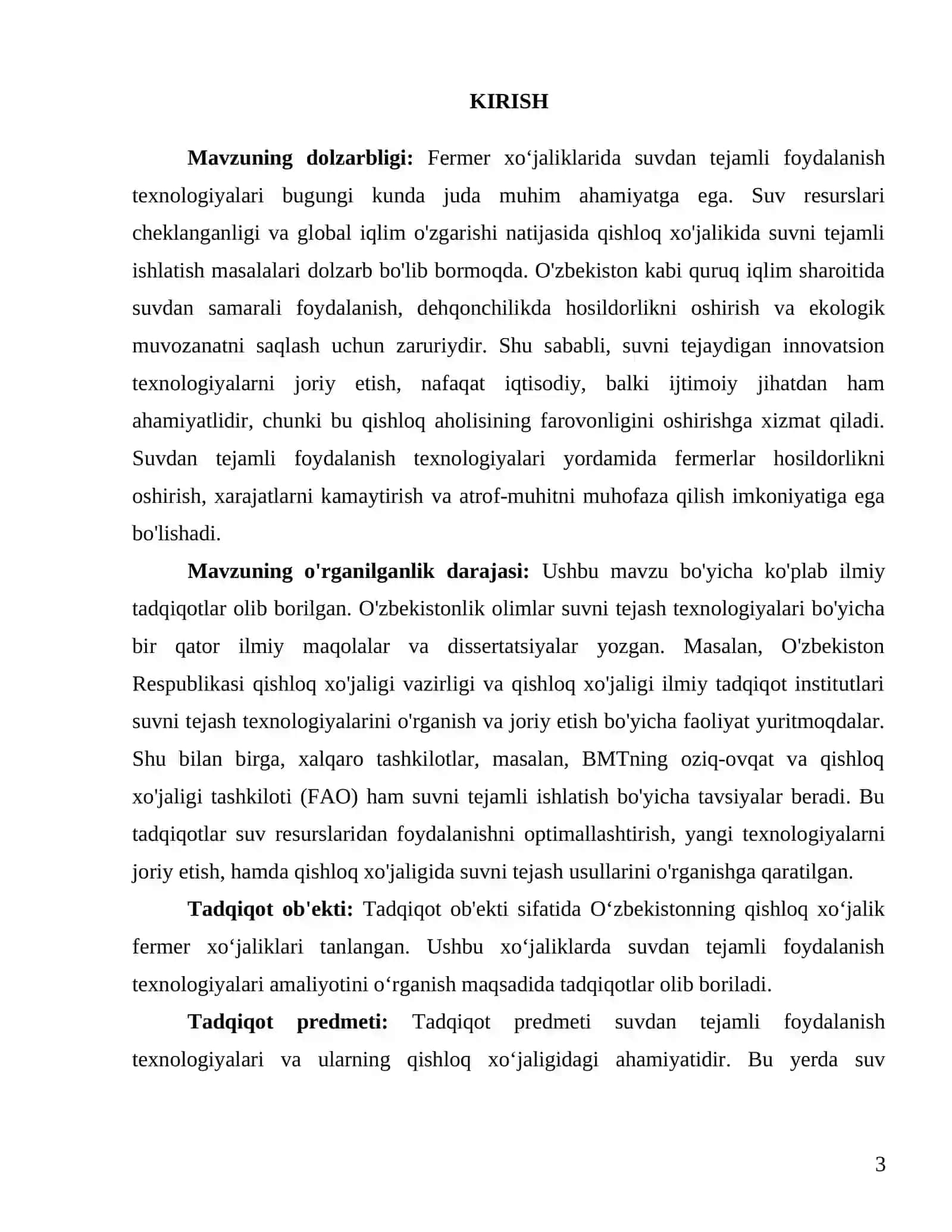 "Fermer xo‘jaliklarida suvdan tejamli foydalanish texnologiyalari" 3