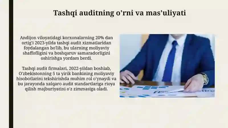 O'zbekiston Respublikasining moliyaviy nazorat tizimida auditning tutgan o'rni 3