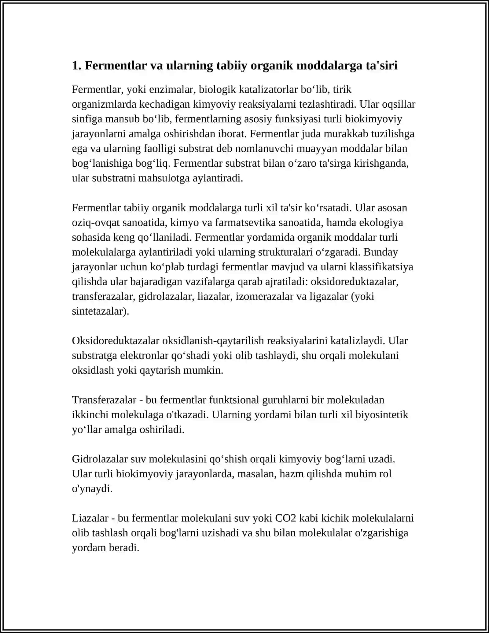 FERMENTLAR YORDAMIDA ORGANIK MODDALAR SINTEZI 3