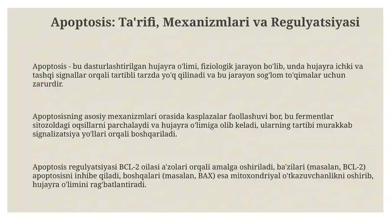 Hujayra apoptozi va uning biologik ahamiyati 3