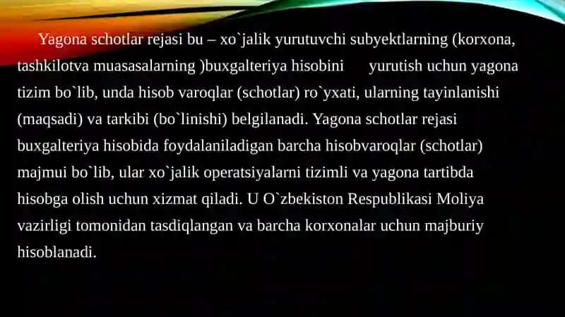 YAGONA SCHOTLAR REJASI, ULARNI TAYINLANISHI VA TARKIBI 3