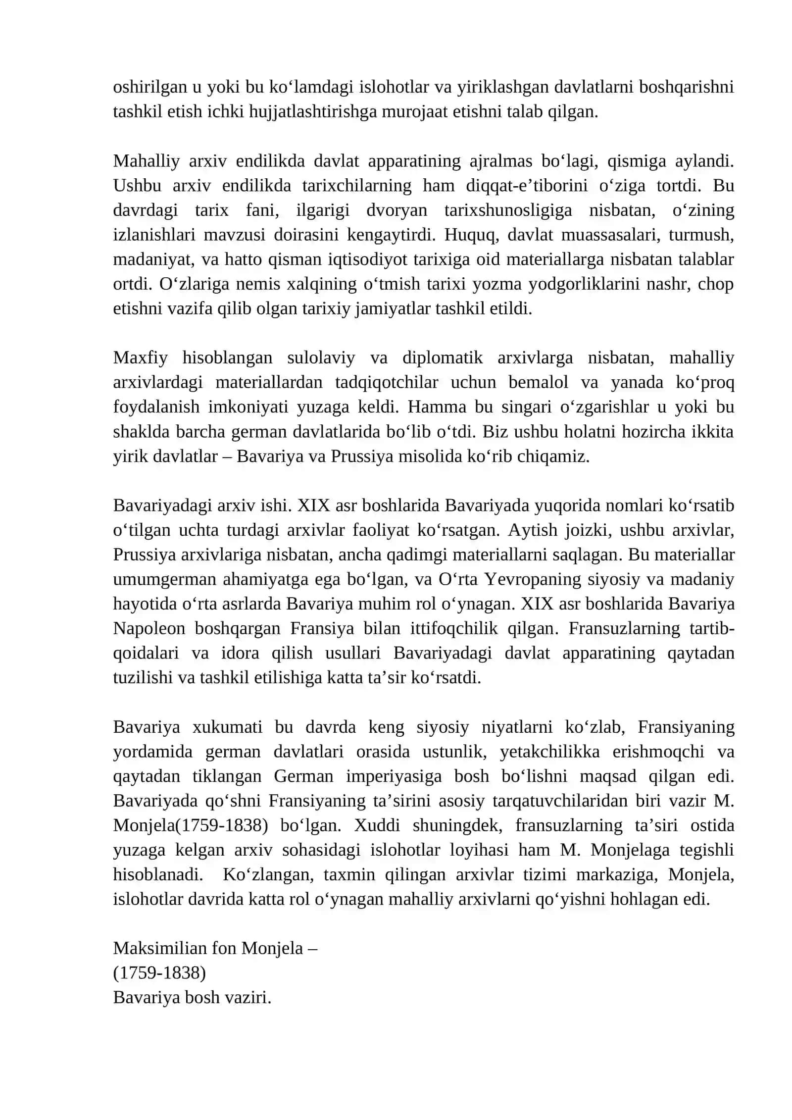 Yangi davrda Germaniyada arxiv ishi. Bavariya va Prussiya arxivlari 3