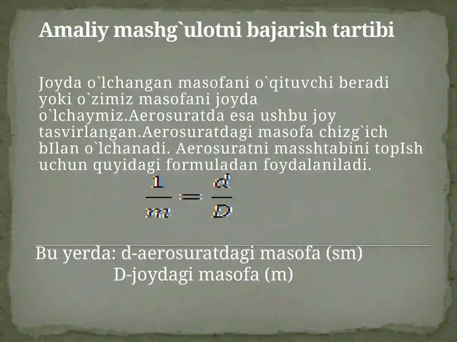 Аerоfоtоsuratni о`rtаchа mаsshtabini аniqlаsh vа pоnаli mаsshtab tuzish 3
