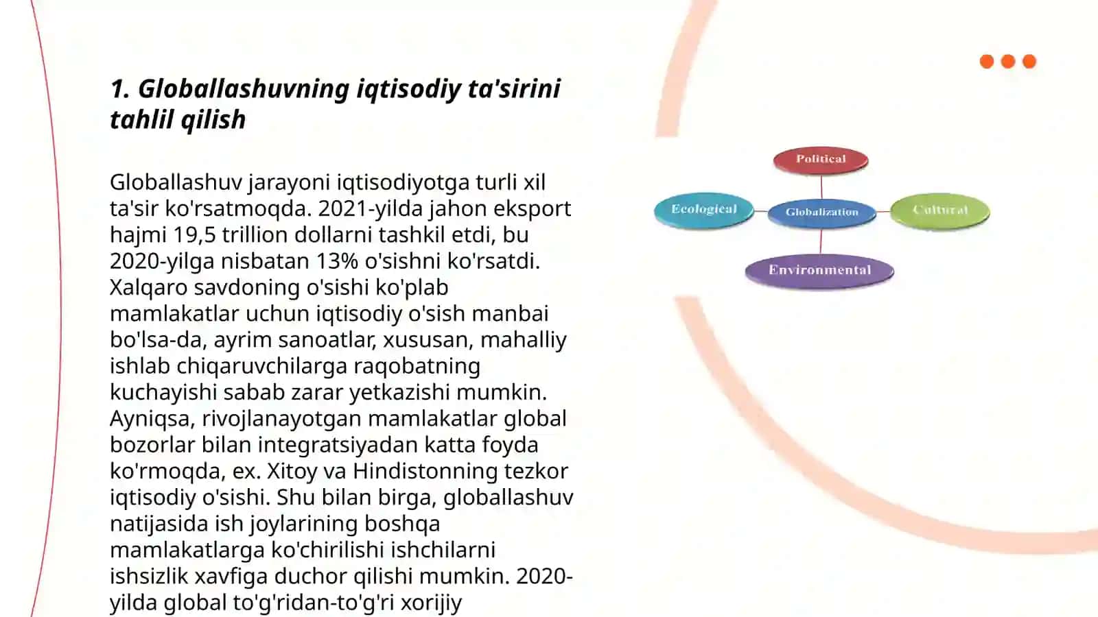 Jahon iqtisodiyoti globallashuvi jarayonlari natijalarining davlatlarmiqyosida tahlili 3