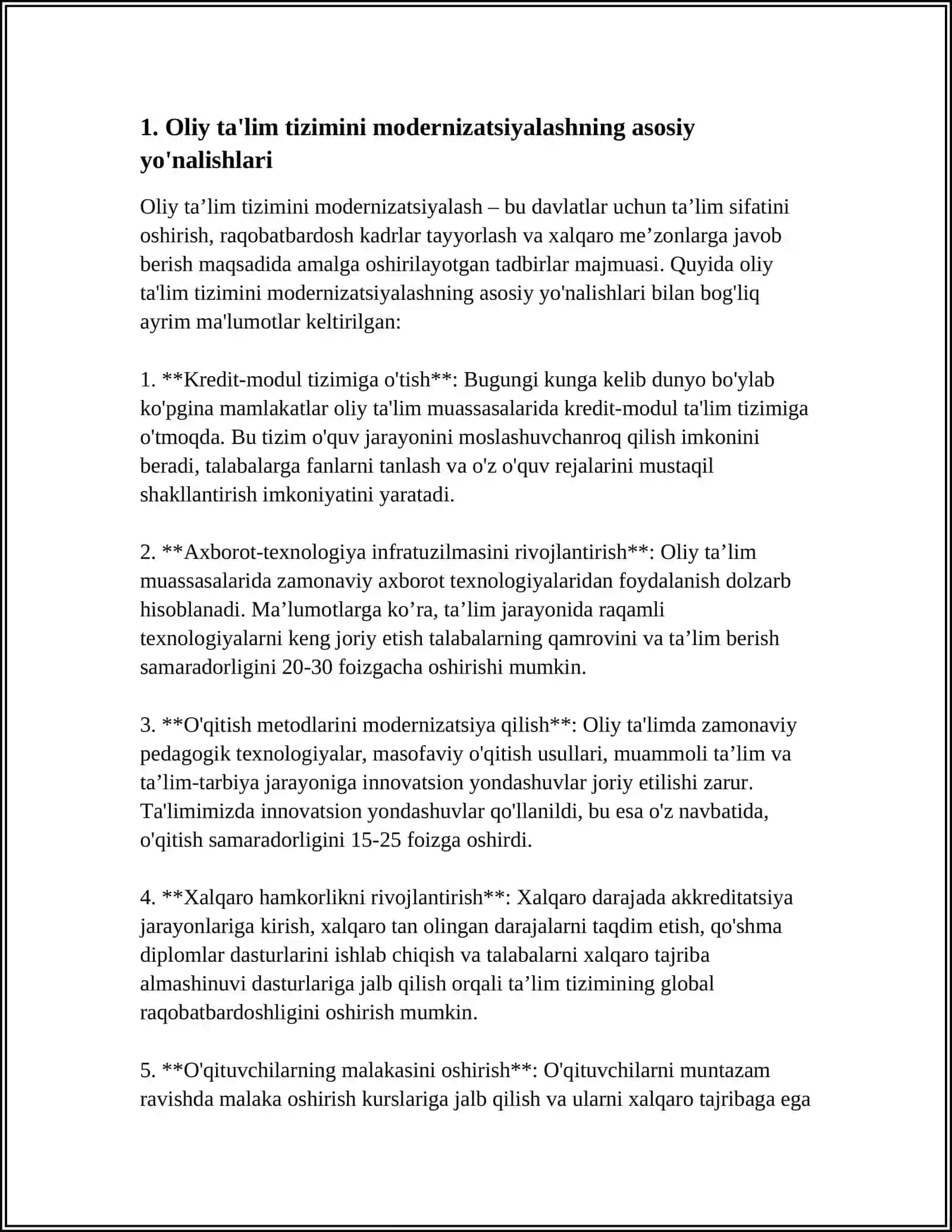 OLIY TALIM TIZIMINI MODERNIZATSIYALASH JARAYONLARI XAQIDA 3