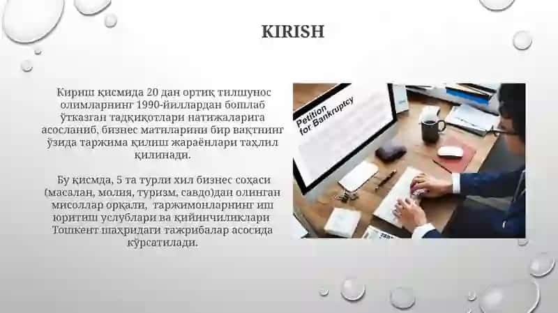 Biznes sohasiga oid matnlarni sinxrondan tarjima qillish 3