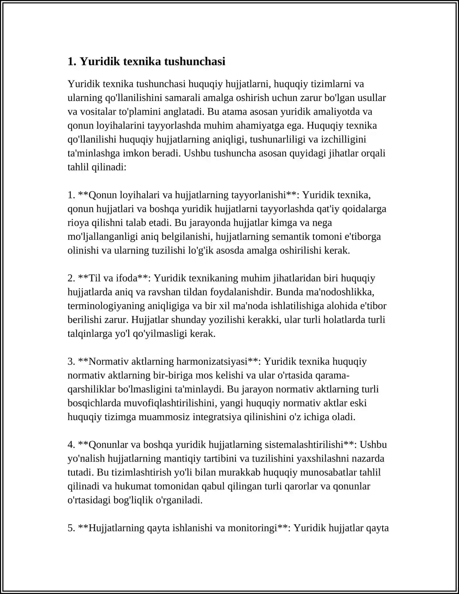 MUSTAQIL ISH Mavzu: YURIDIK TEXNIKA VA TEXNOLOGIYA VOSITALARI 3