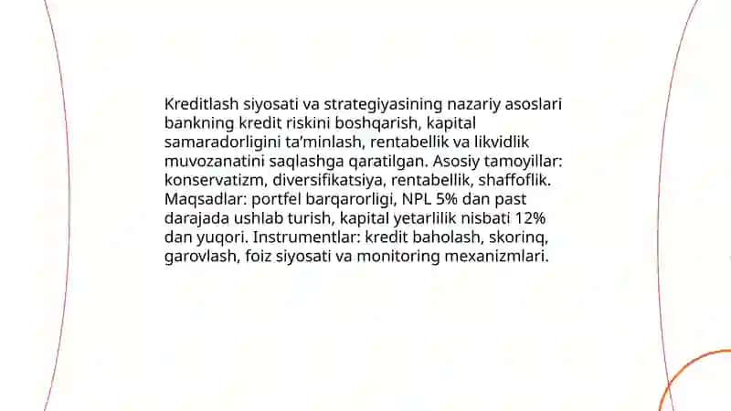Kreditlash siyosati va strategiyasining nazariy asoslari 3