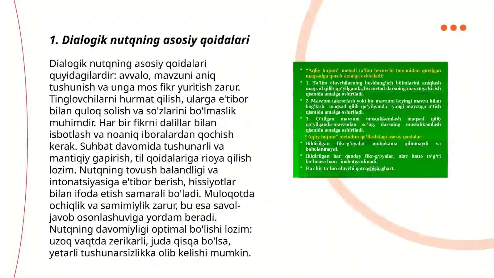 Diologik nutqni rivojlantirish bo‘yicha mashg'ulotlarni loyixalashtirish 3