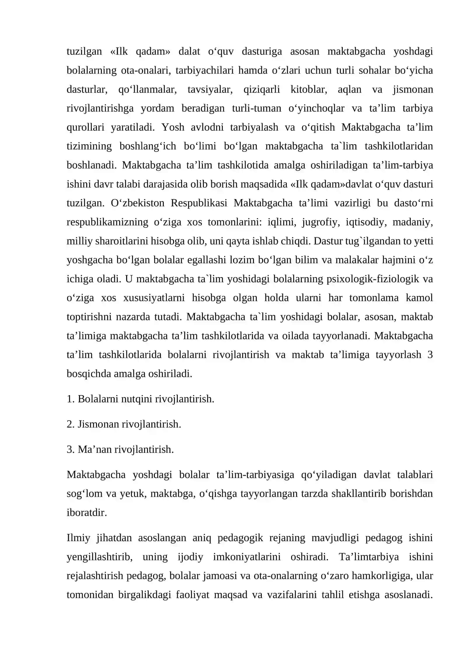 “Ilk qadam” dasturining ahamiyati 3