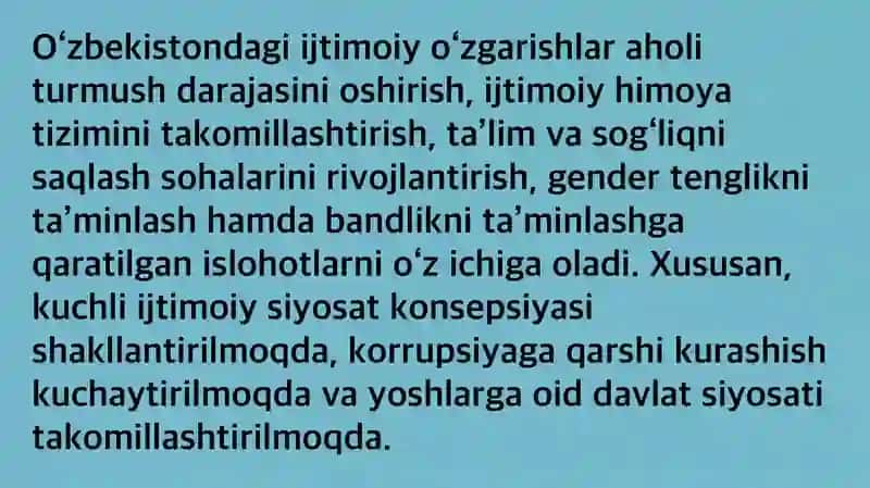 O'zbekiston Respublikasining Ijtimoiy O'zgarishlari 3