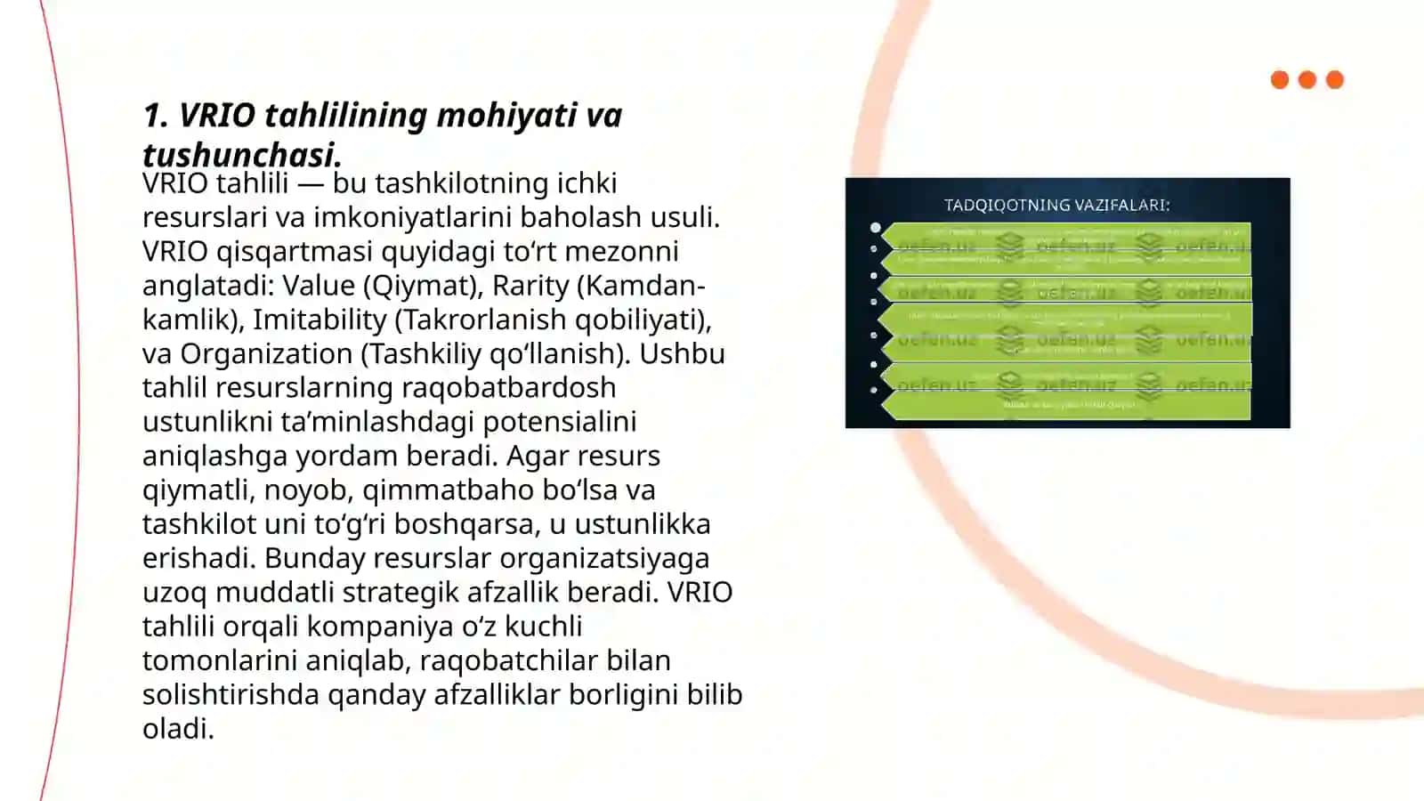 VRIO tahlili va uni korxona uchun ahamiyati 3