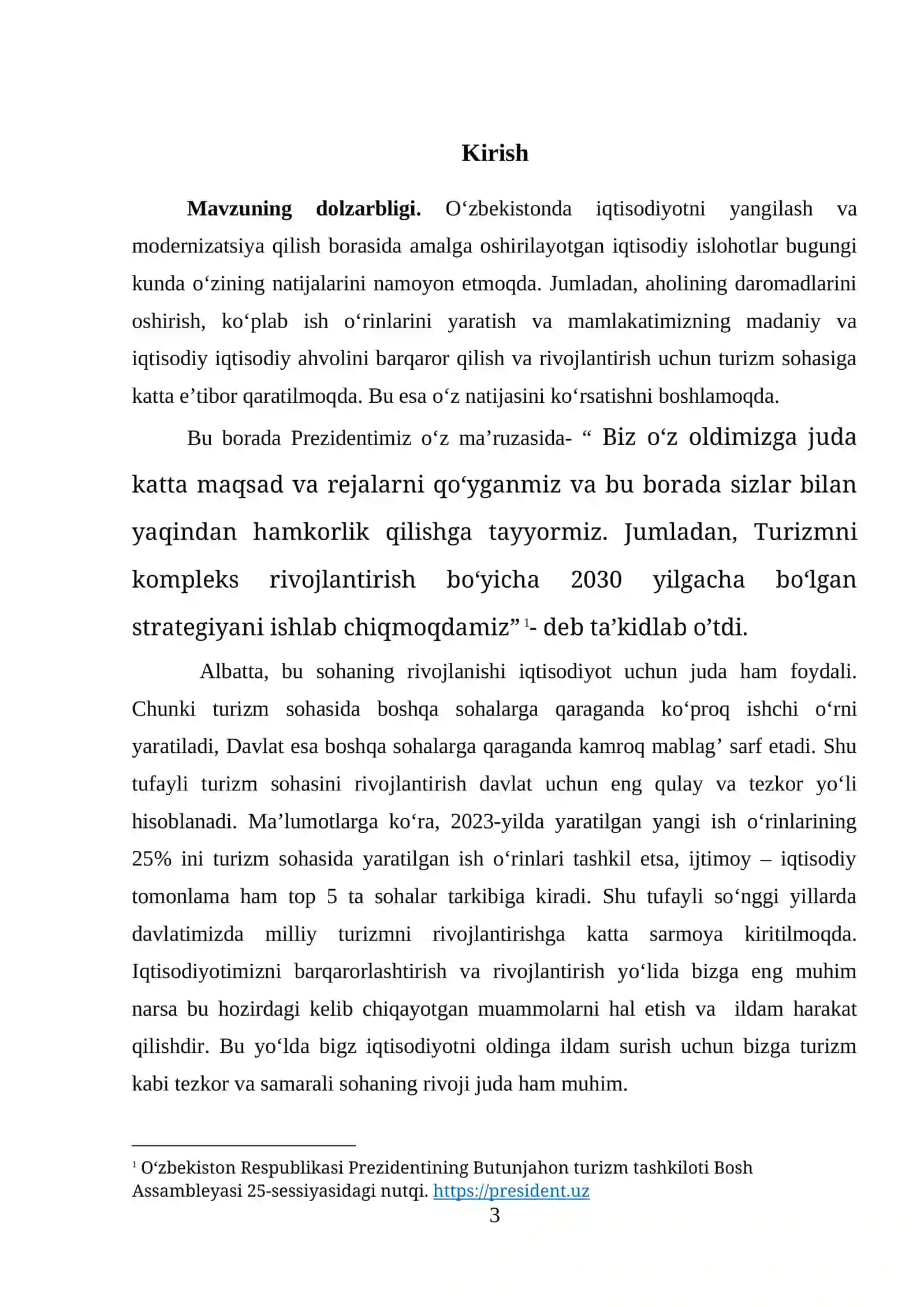 O‘zbekistonda turizmni davlat tomonidan qo‘llab-quvvatlashning o‘ziga xos xususiyatlari. 3
