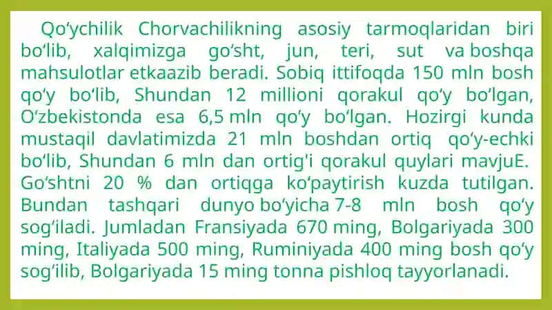 QO‘YLAR GIGIYENASI 3