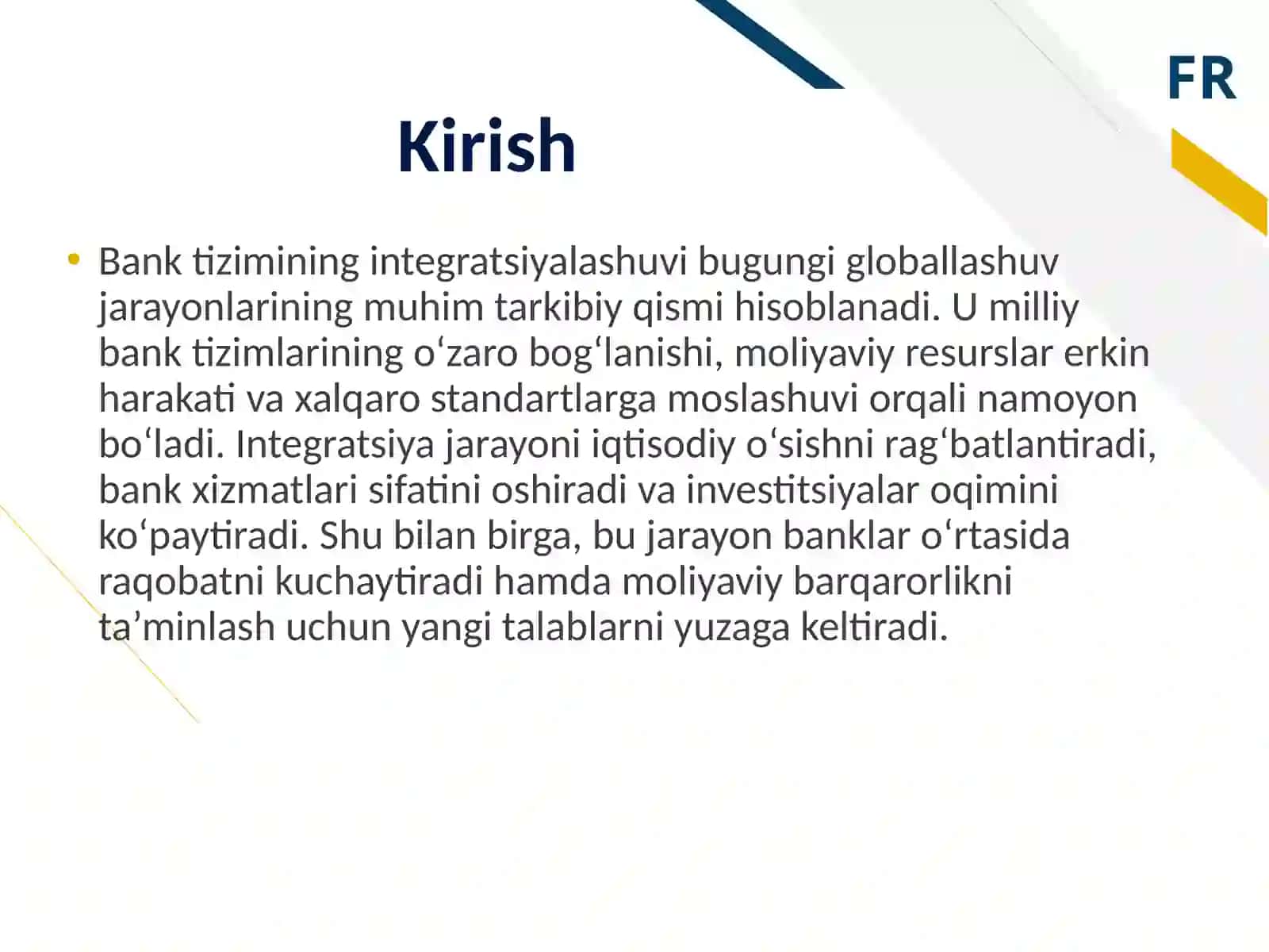 Bank tizimining integratsiyalashuvi  shart-sharoitlar va tendentsiyalar 3