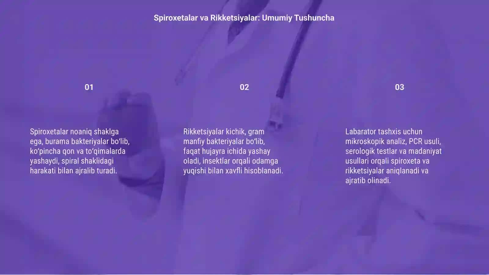Spiroxeta va rikketsalarga umumiy harakteristika keltirib chiqaradigan kasalliklar labaratoriya tashxisi 3