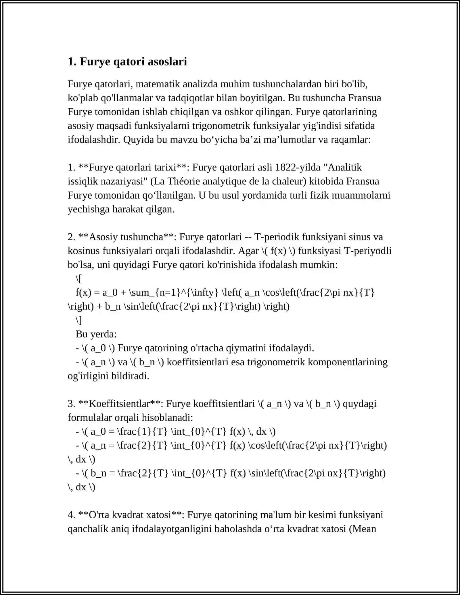 РЯД ФУРЬЕ ДЛЯ 2Π2\PI-ПЕРИОДИЧЕСКОЙ ФУНКЦИИ. ТЕОРЕМА ДИРИХЛЕ 3