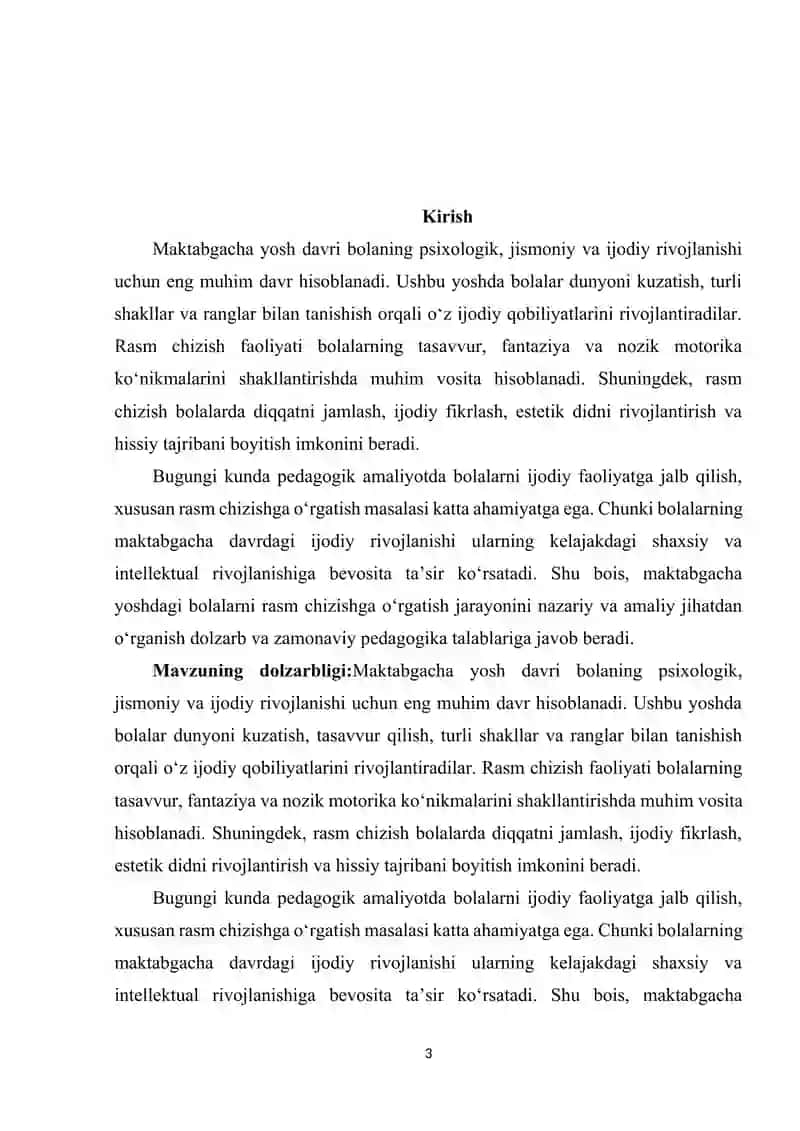 Maktabgacha yoshdagi bolalarni rasm chizishga oʻrgatish 3
