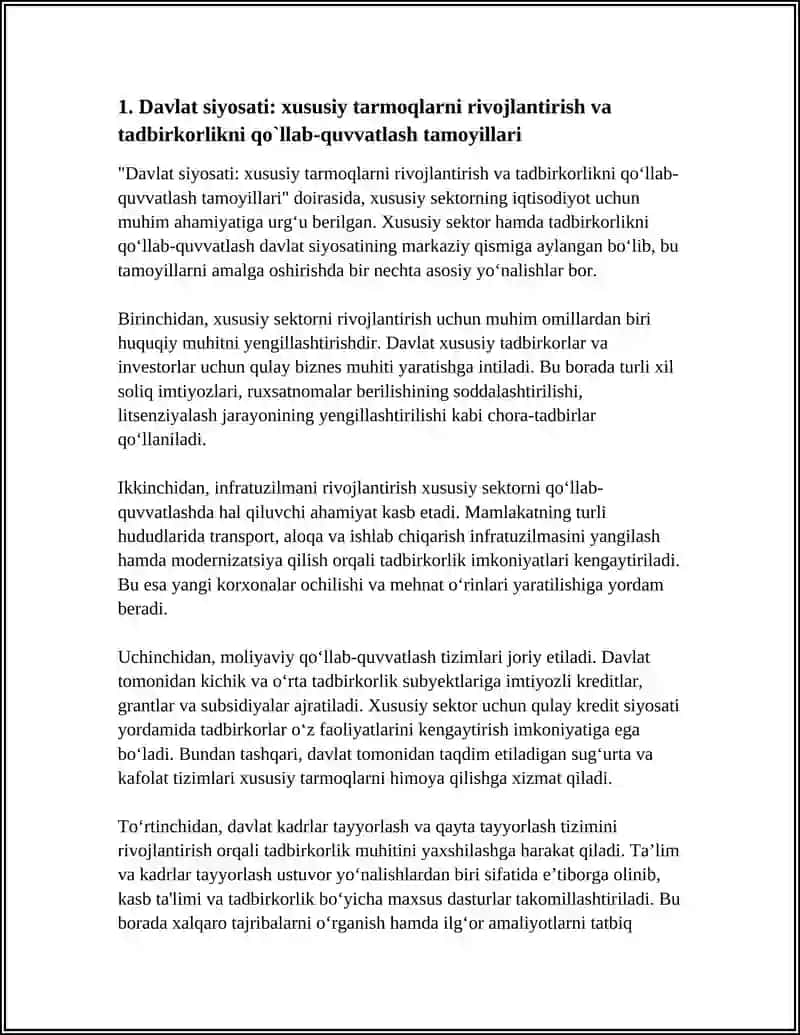 DAVLATNING IQTISODIYOTDA XUSUSIY TARMOQ VA TADBIRKORLIKNI QO`LLAB-QUVVATLASH SIYOSATI 3