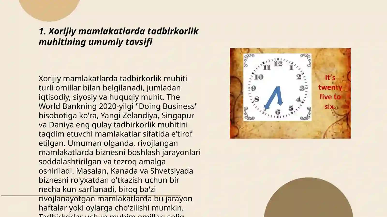 Xorijiy mamlakatlar tadbirkorligining bugungi kunga qadar beznis faoliyati 3