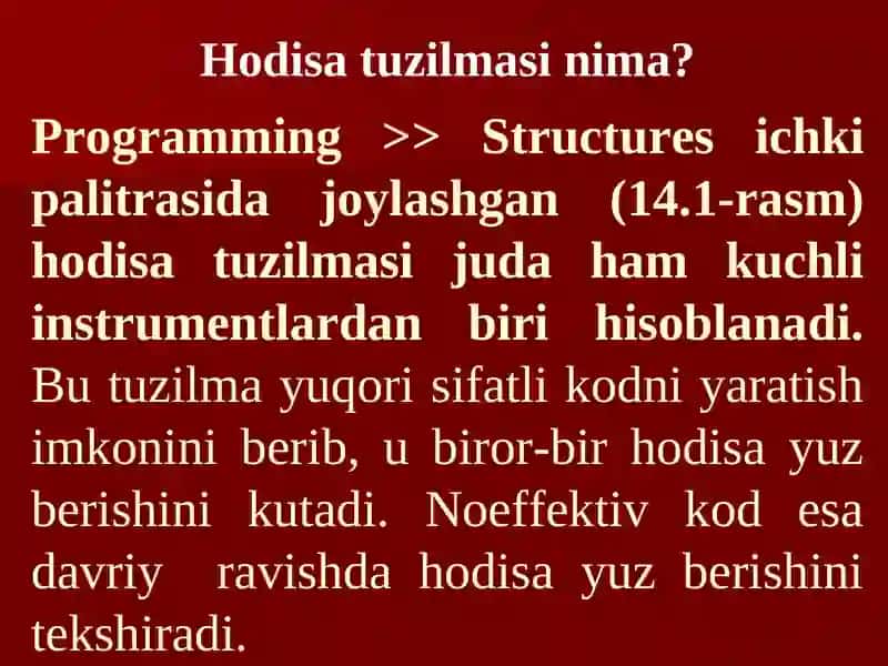 MA`RUZA-14HODISAGA ASOSLANGAN DASTURLASH 3