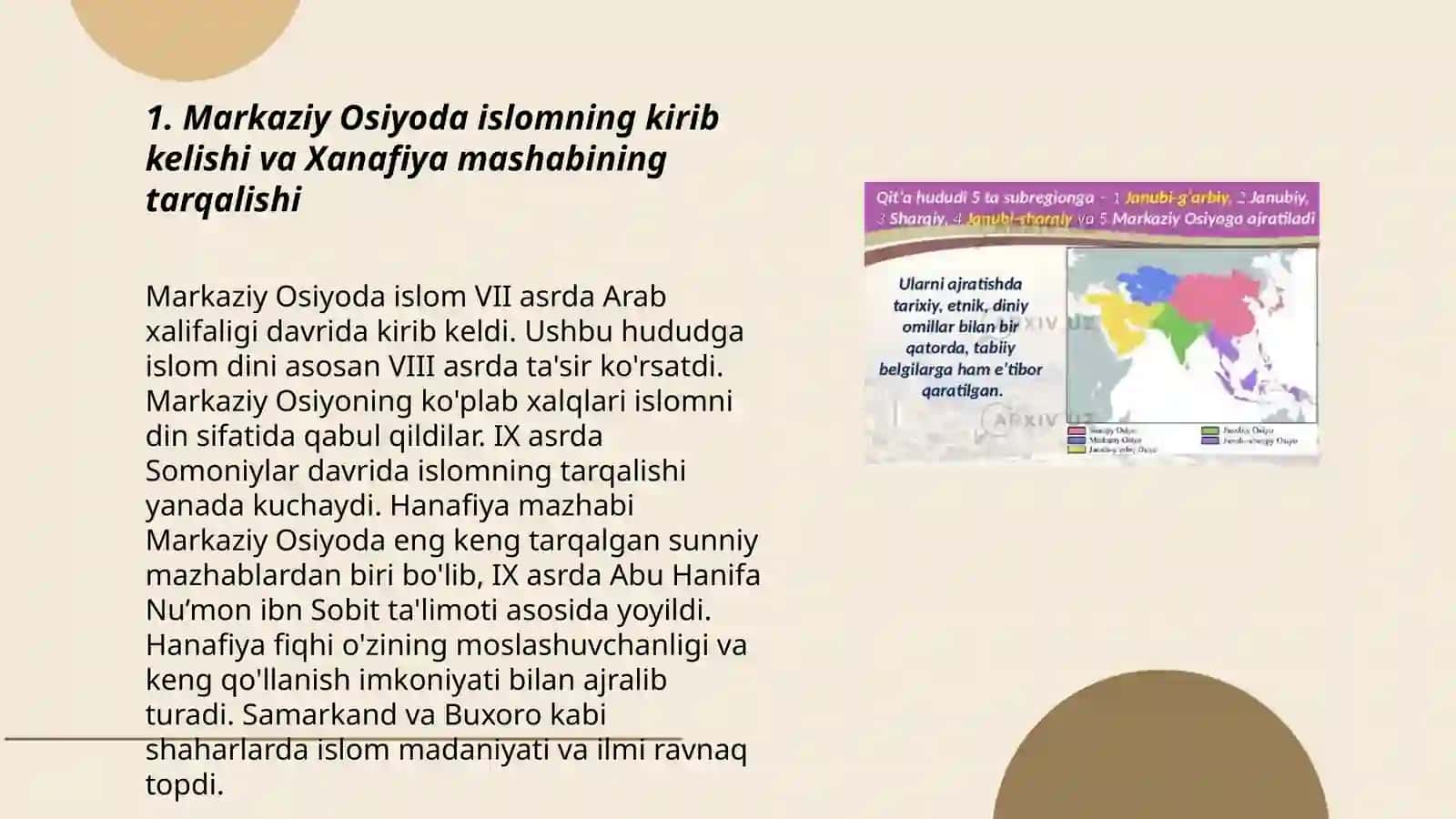 Markaziy Osiyo tarixida Xanafiya mashabining o'rni 3