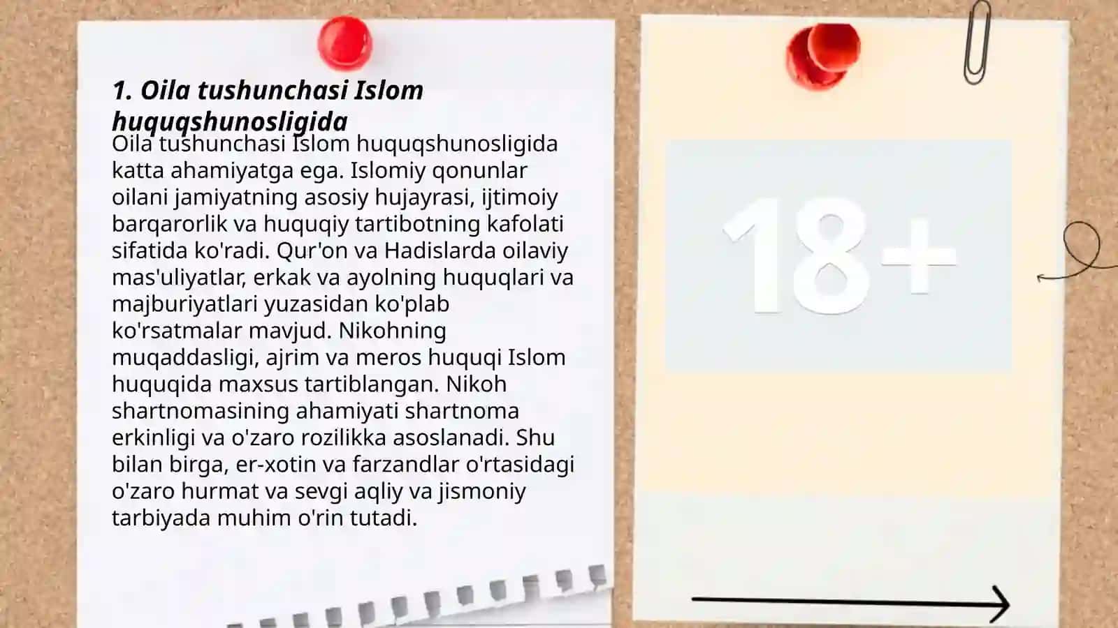 Islom huquqshunosligida oila, nikoh, taloq, idda, zihor tushunchalarini ta'riflash va taqdimot tayorlash 3