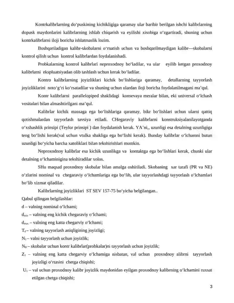 VALLARNI NAZORAT QILISH UCHUN KALIBRLAR - SKOBANI ISHCHI O’LCHAMLARINI HISOBLASH VA TEKSHIRISH 3