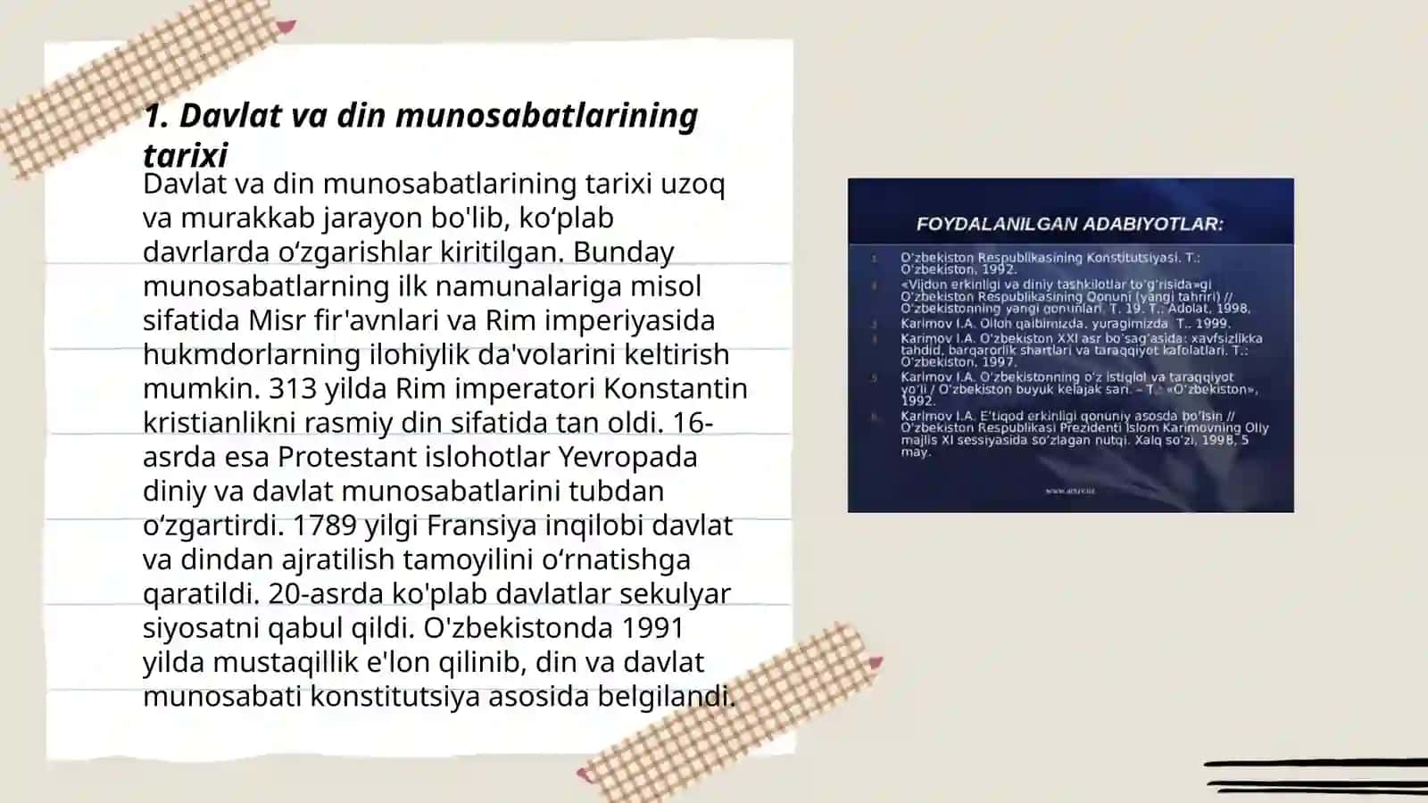 Davlat va diniy tashkilotlar munosabati 3