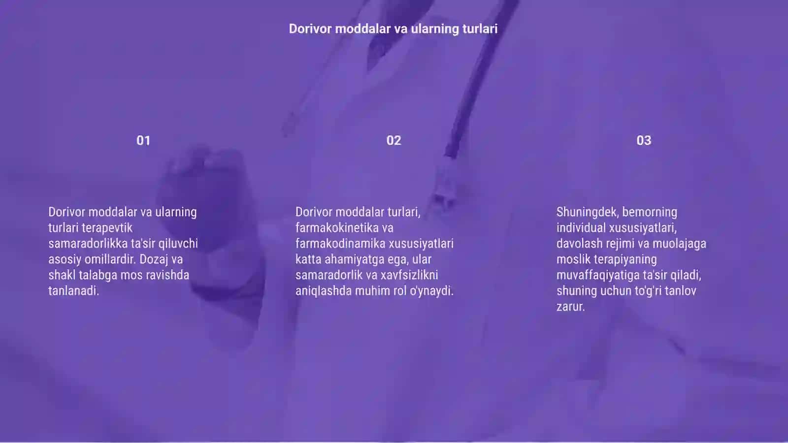 Dorivor moddalarni terapevtik samaradorligiga ta'sir etuvchi omillar 3