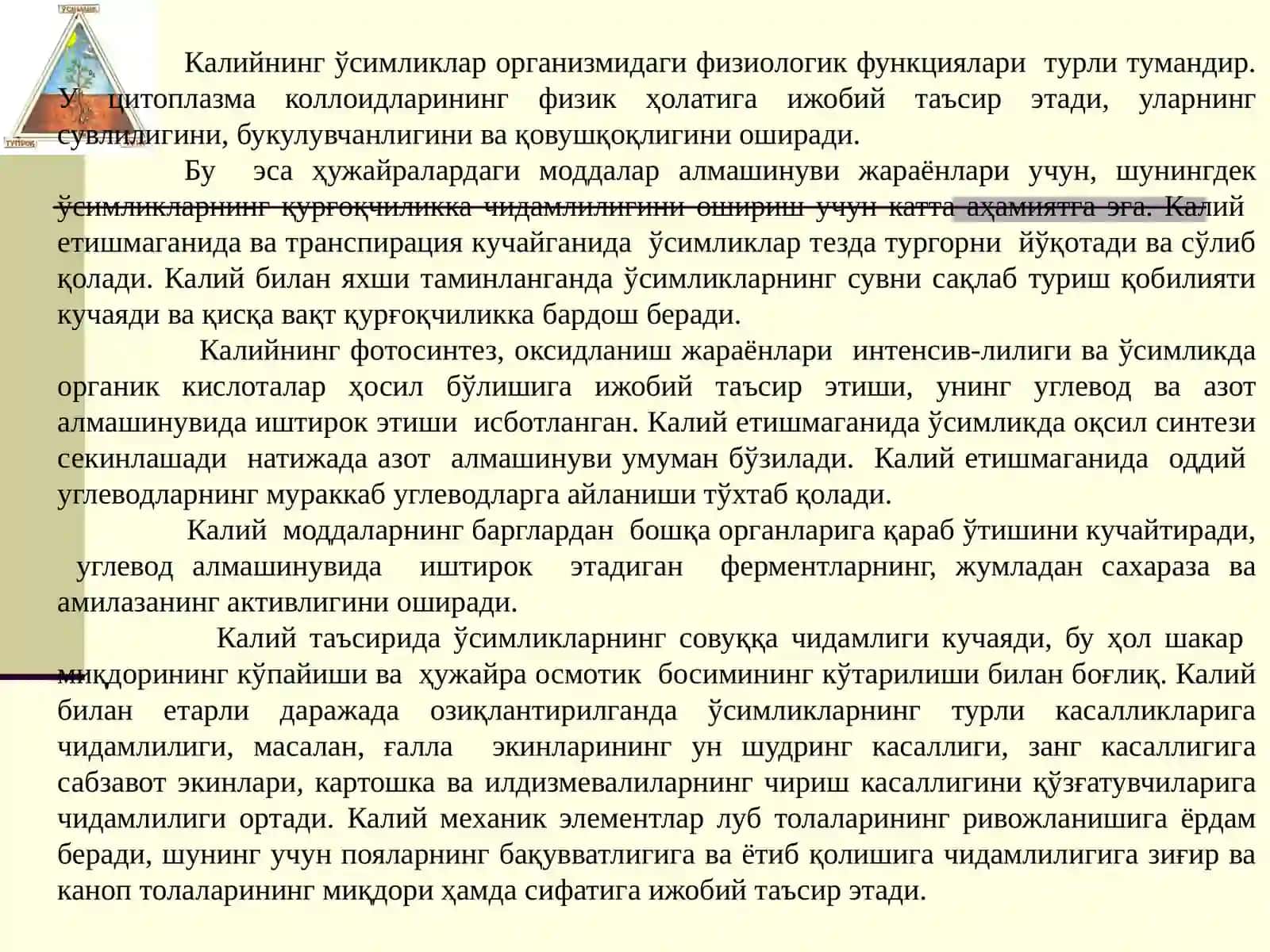КАЛИЙЛИ ЎҒИТЛАРНИНГ ОЛИНИШИ, АҲАМИЯТИ ВА ИШЛАТИЛИШИ 3