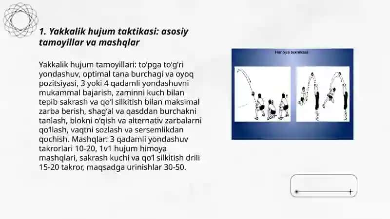 Valebol hujumi taktikasini o’rgatish usullari, tamoyillari, vositalari 3